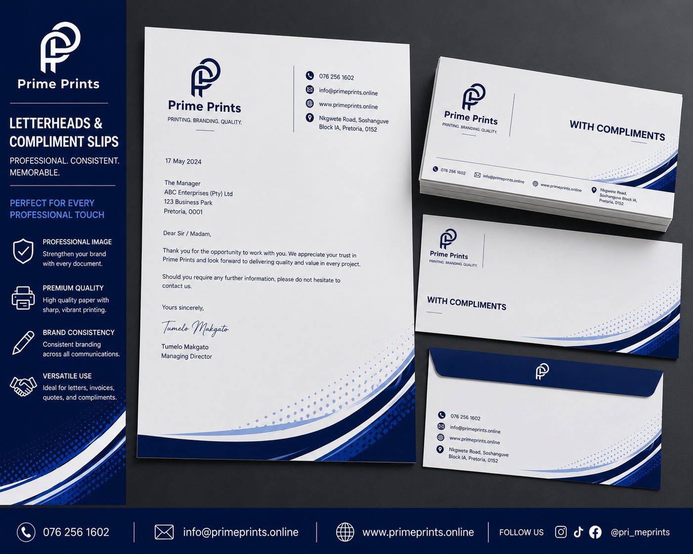 Branded letterheads and envelopes
