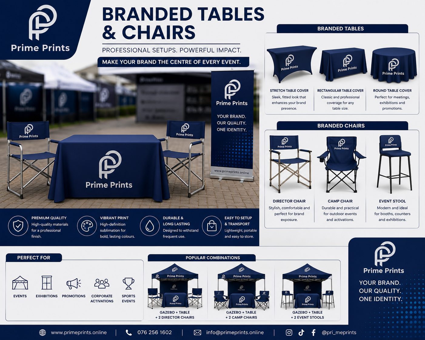 Branded tables and chairs